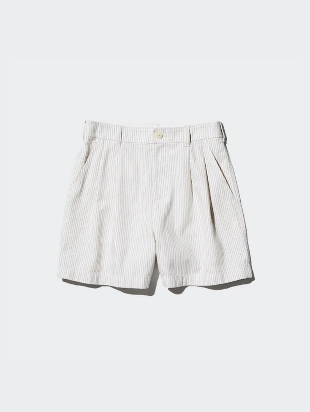 Uniqlo Women’s Striped High-Rise Shorts in White And Beige
